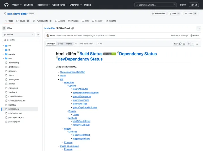 screenshot of Html Differ