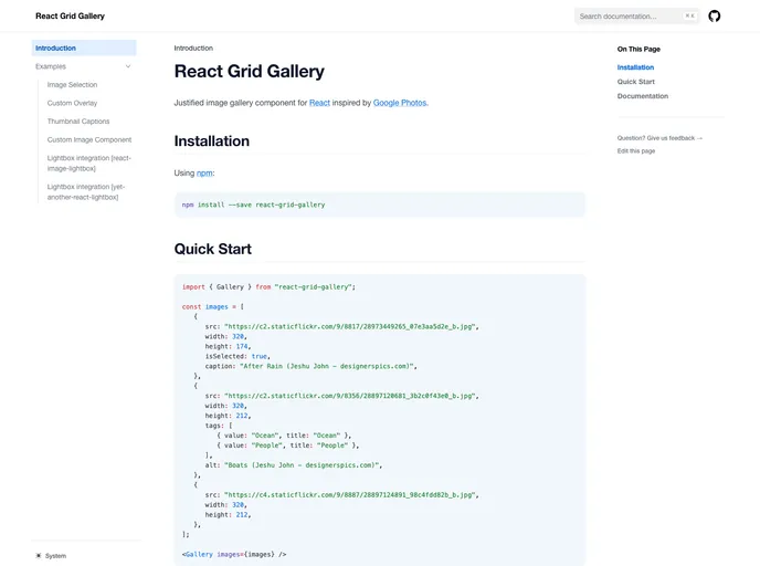 React Grid Gallery