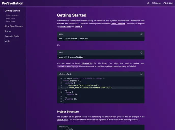 screenshot of Presveltation