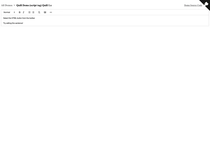 screenshot of Quill Html Edit Button