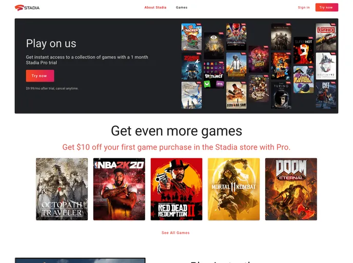 screenshot of Vuetify Stadia Clone