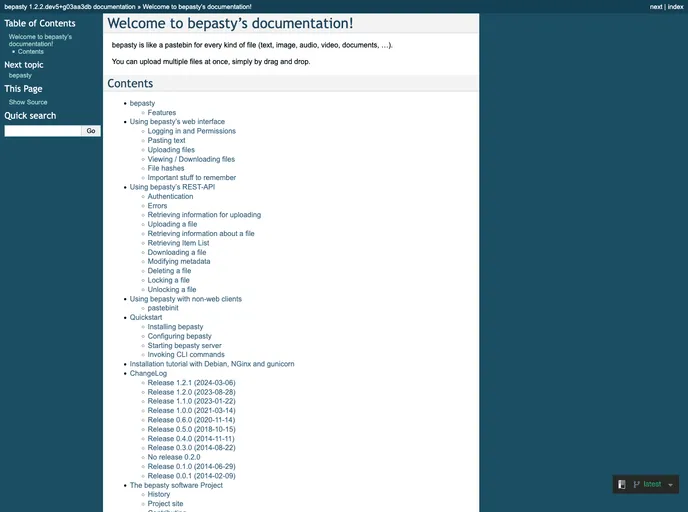 screenshot of Bepasty Server