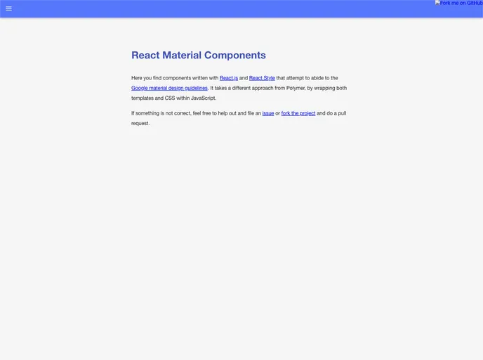 screenshot of React Material