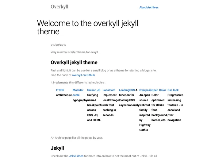 screenshot of Overkyll Jekyll Theme