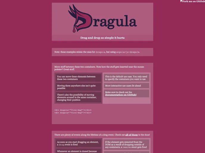 screenshot of Angularjs Dragula