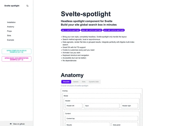screenshot of Svelte Spotlight