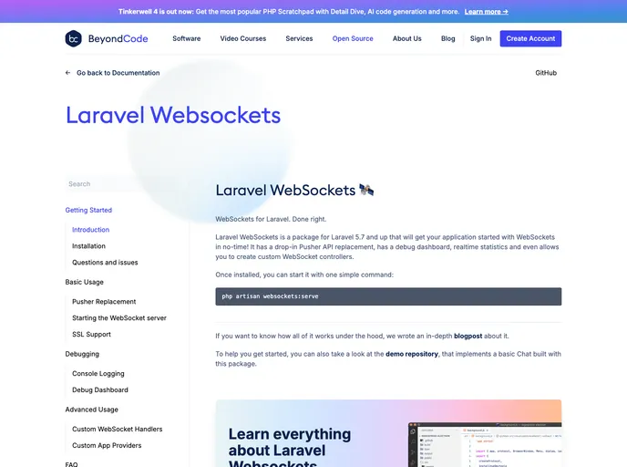 screenshot of Laravel Websockets Demo