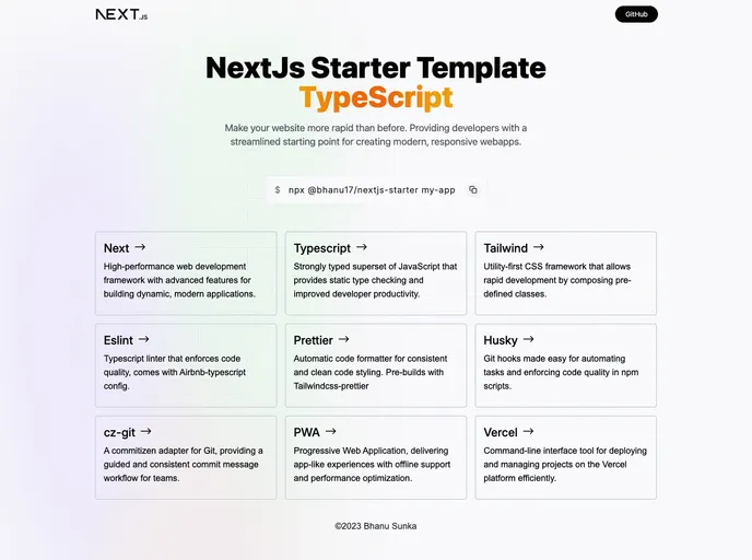 screenshot of Nextjs14 Starter Template