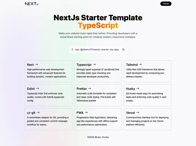 screenshot of Nextjs15 Starter Template