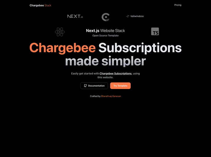 Chargebee Nextjs Static screenshot