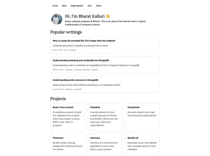 screenshot of Bharatkalluri.com