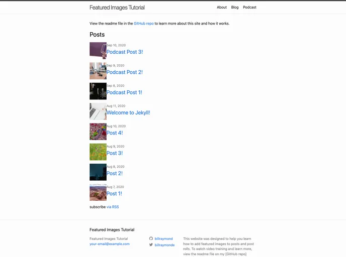 screenshot of Jekyll Featured Images
