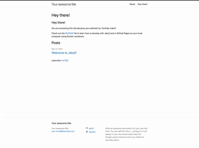 screenshot of My Jekyll Docker Website