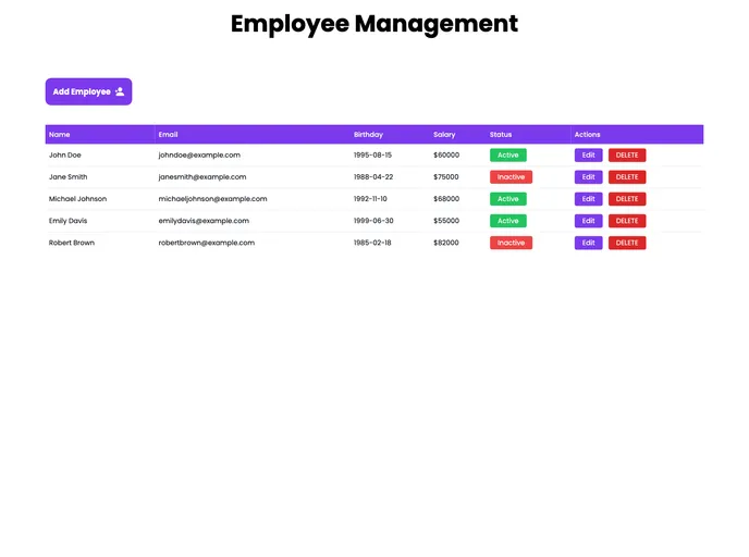 screenshot of EmployeeManagement