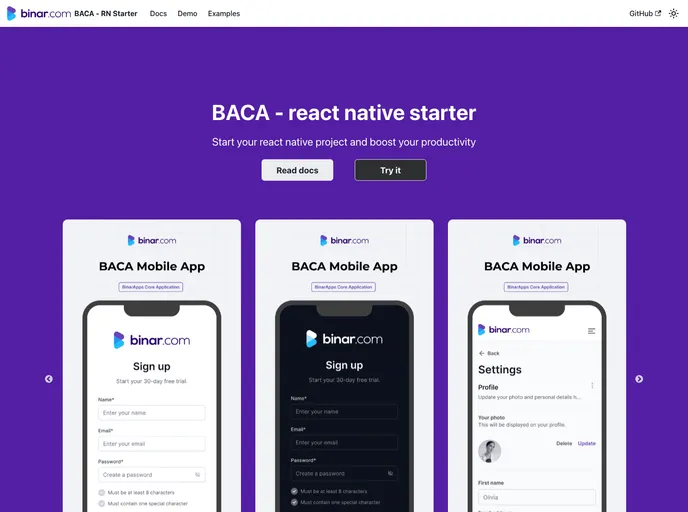 Baca React Native Template screenshot