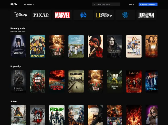 screenshot of Bitflix