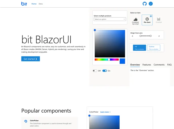 screenshot of Bit Blazorui Playground