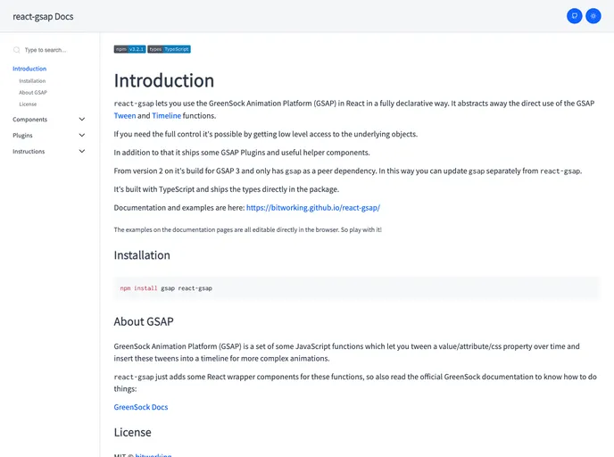 screenshot of React Gsap