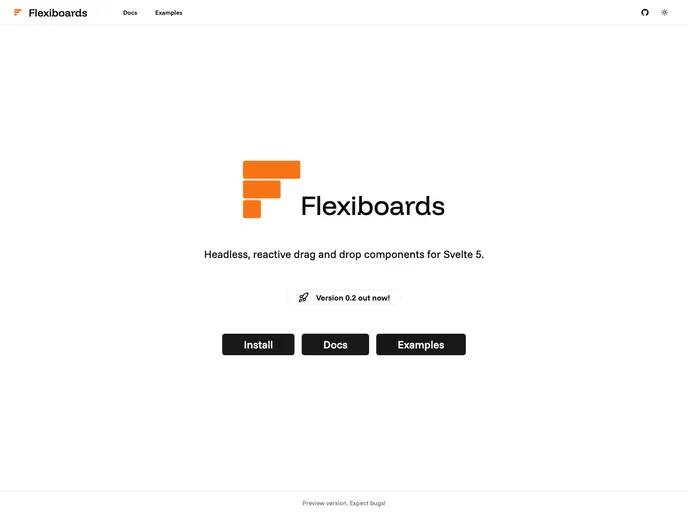 screenshot of Svelte Flexiboards