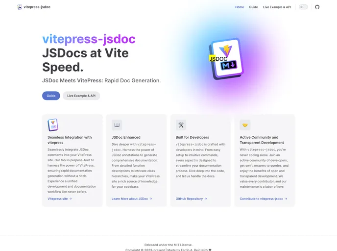 screenshot of Vitepress Jsdoc