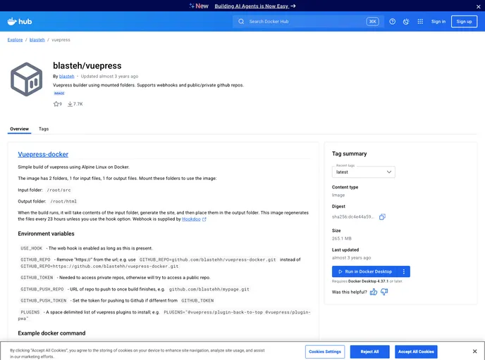 screenshot of Vuepress Docker