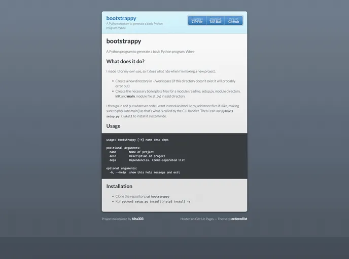 screenshot of Bootstrappy