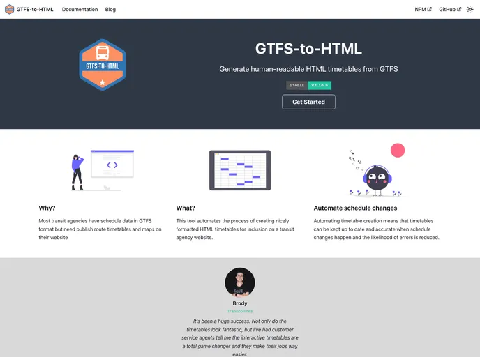 screenshot of Gtfs To Html