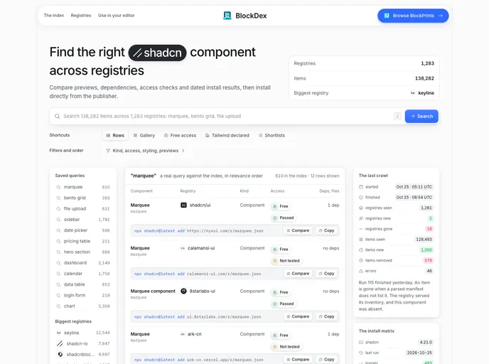 BlockDex, the console screenshot