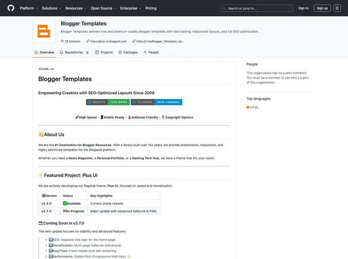 screenshot of Plus UI V3.7.0