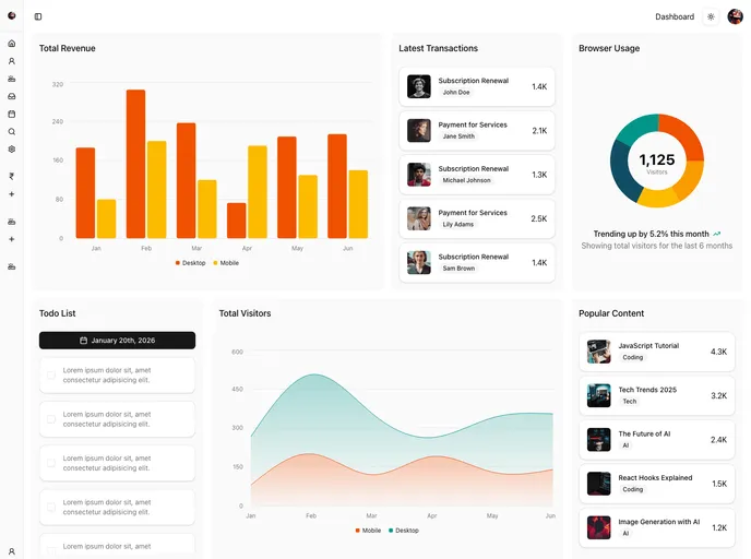 Next Js Dashboard screenshot
