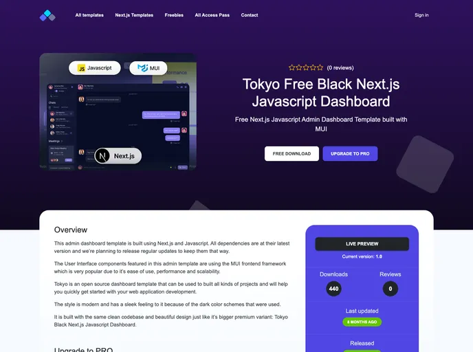 Tokyo Free Black Nextjs Admin Dashboard Js screenshot