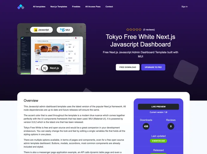 Tokyo Free White Nextjs Admin Dashboard Js screenshot