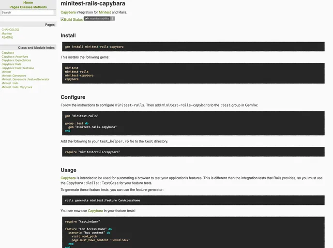 screenshot of Minitest Rails Capybara