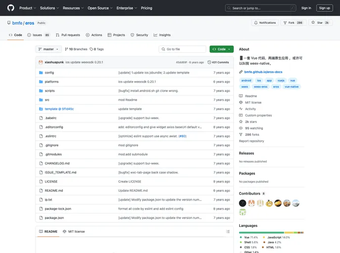 screenshot of Eros Template