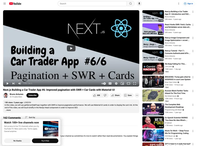 screenshot of Youtube 2020 May Building A Car Trader App 6