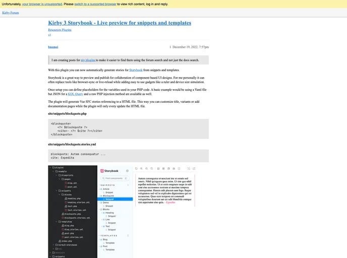 screenshot of Kirby3 Storybook