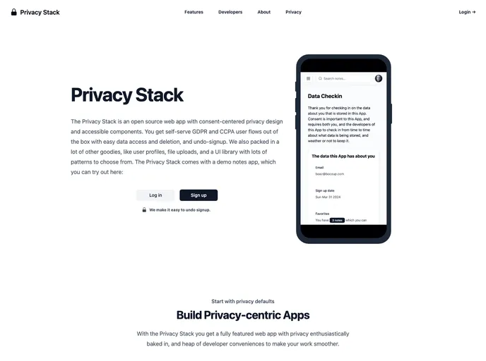 screenshot of Privacy Stack