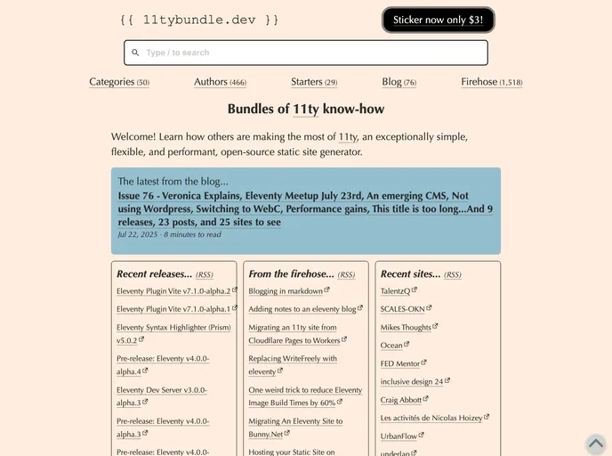 screenshot of 11tybundle.dev