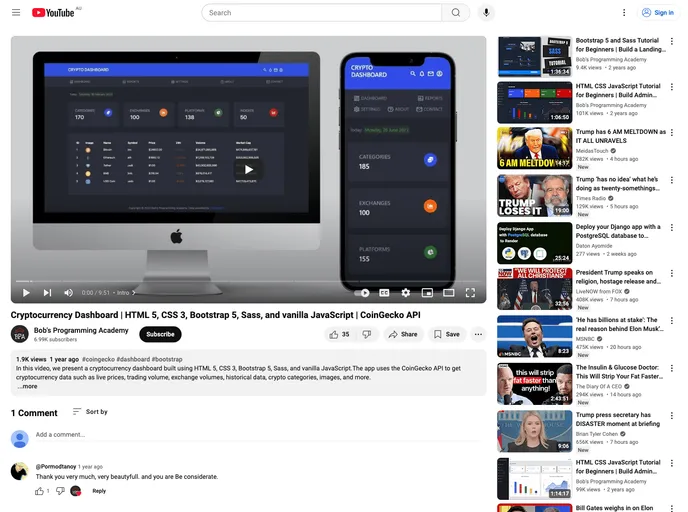 screenshot of Crypto Dashboard Bootstrap Sass Vanilla Js