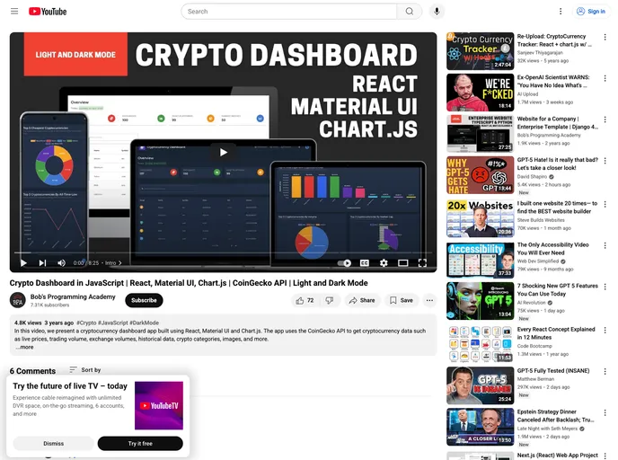 screenshot of Cryptocurrency Dashboard