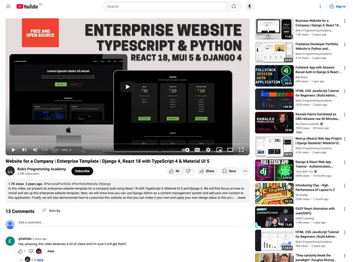 screenshot of Enterprise Website Template