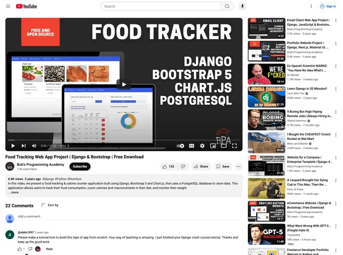 screenshot of Food Tracker
