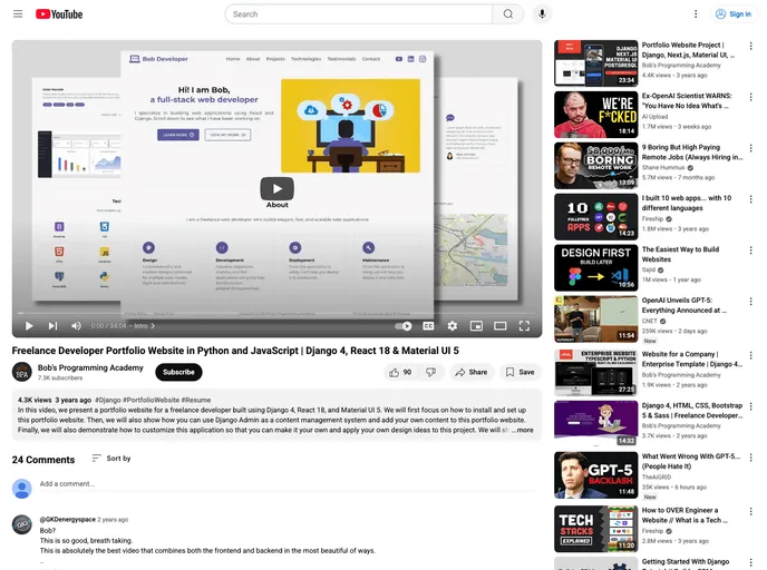 screenshot of Freelance Developer Website