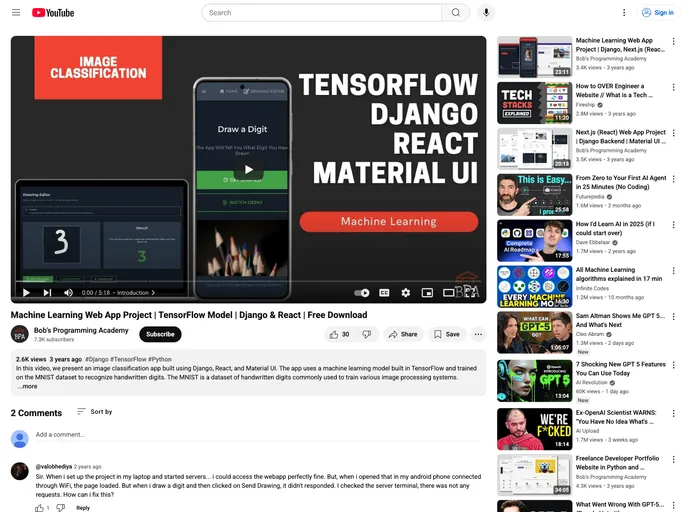 screenshot of Image Classification Mnist