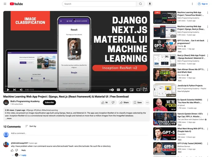 screenshot of Image Classification