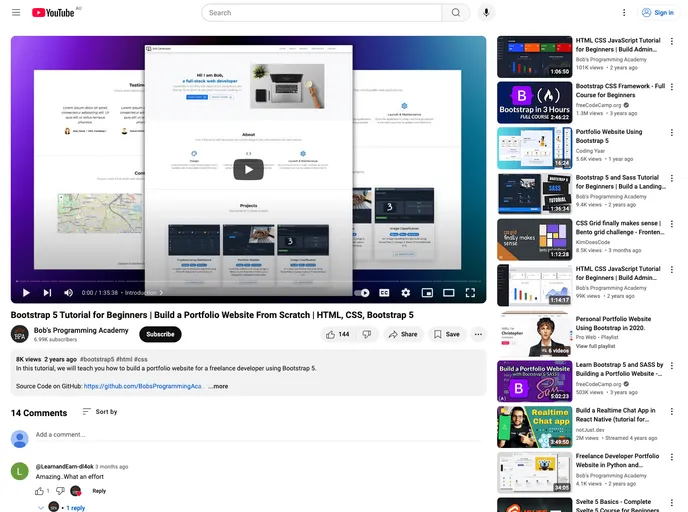 screenshot of Portfolio Website Bootstrap