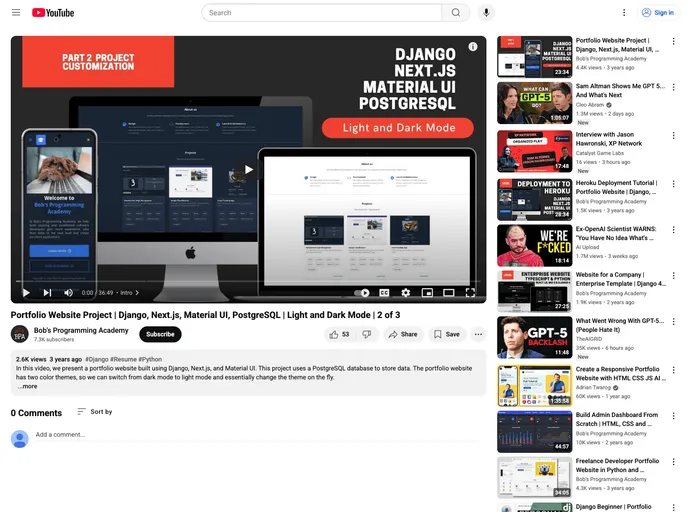 screenshot of Portfolio Website Customization