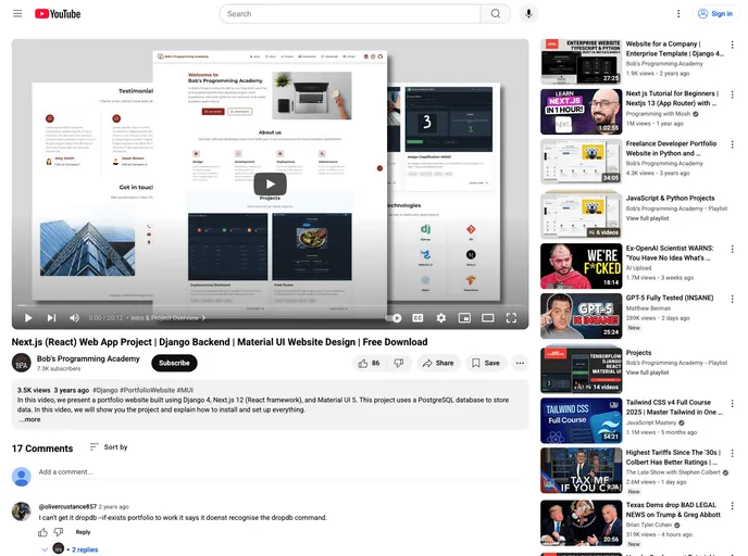 screenshot of Portfolio Website Django Nextjs