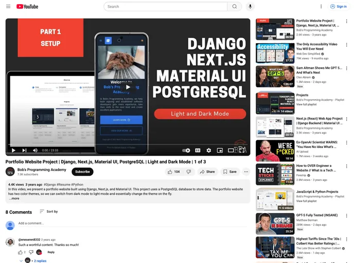 screenshot of Portfolio Website