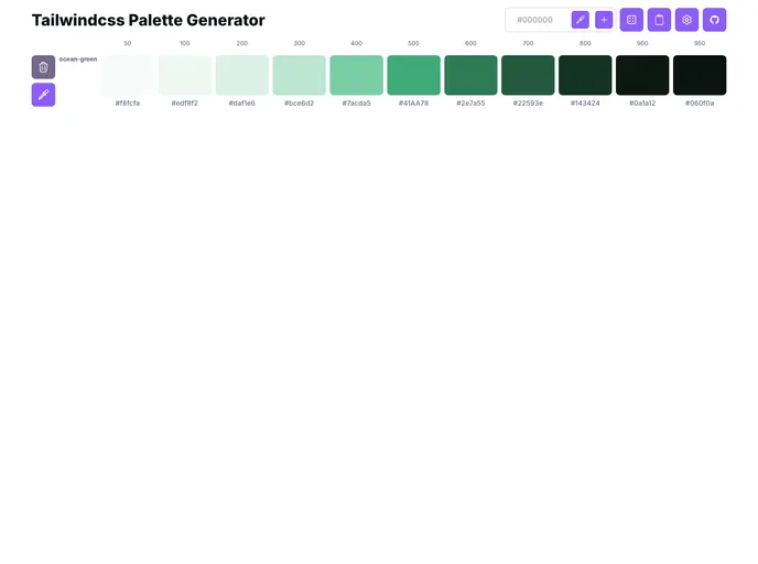screenshot of Tailwindcss Palette Generator